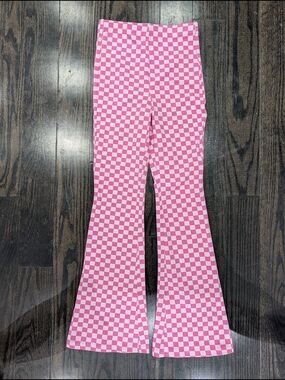 2/$25 Old Navy Pink Checkered Flare Pants – Size L (10–12)